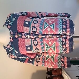 Vintage 1991 Y2K hand knitted Best American Clothing Co cardigan sweater small